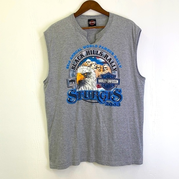 Harley Davidson - Vintage 2003 Gray Black Hills Rally South Dakota Tank Size XL - Picture 1 of 9